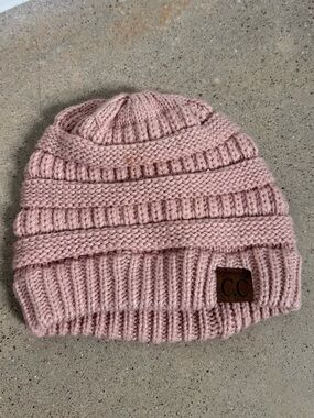 CC Boutique Pink Ribbed Knit Kids Beanie